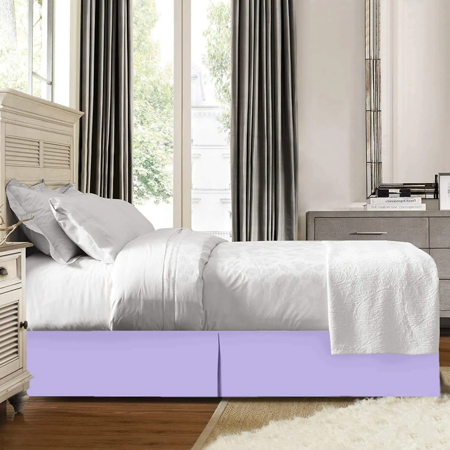 31 Inches Drop Bed Skirt Sky Blue Egyptian Cotton 1000TC