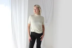 80s PURE SILK Luxury High Neck Knit in Ivory