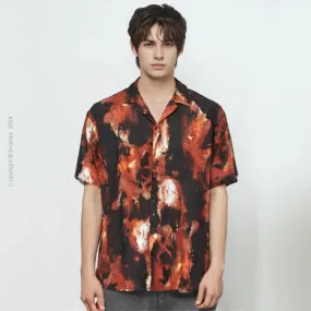 Abstract Fire All Over Printed Relaxed Fit Shirt