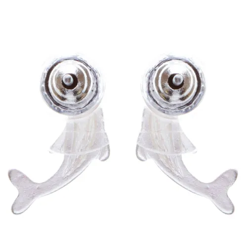 Appealing Design Dolphin Stud Screw Back Earrings E901 Silver