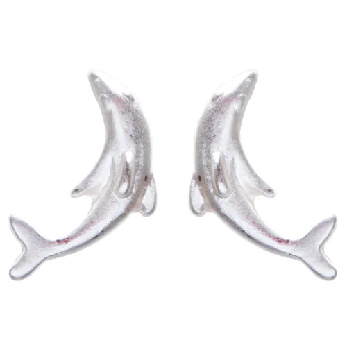 Appealing Design Dolphin Stud Screw Back Earrings E901 Silver