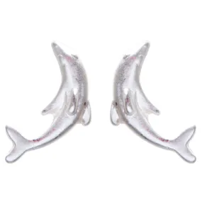 Appealing Design Dolphin Stud Screw Back Earrings E901 Silver