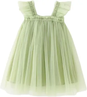 Baby Girl Tutu Ruffle Sleeveless Dresses, Toddler Tulle Fluffy Dress, Princess Soft Pom Layered Dress Party Birthday Outfit