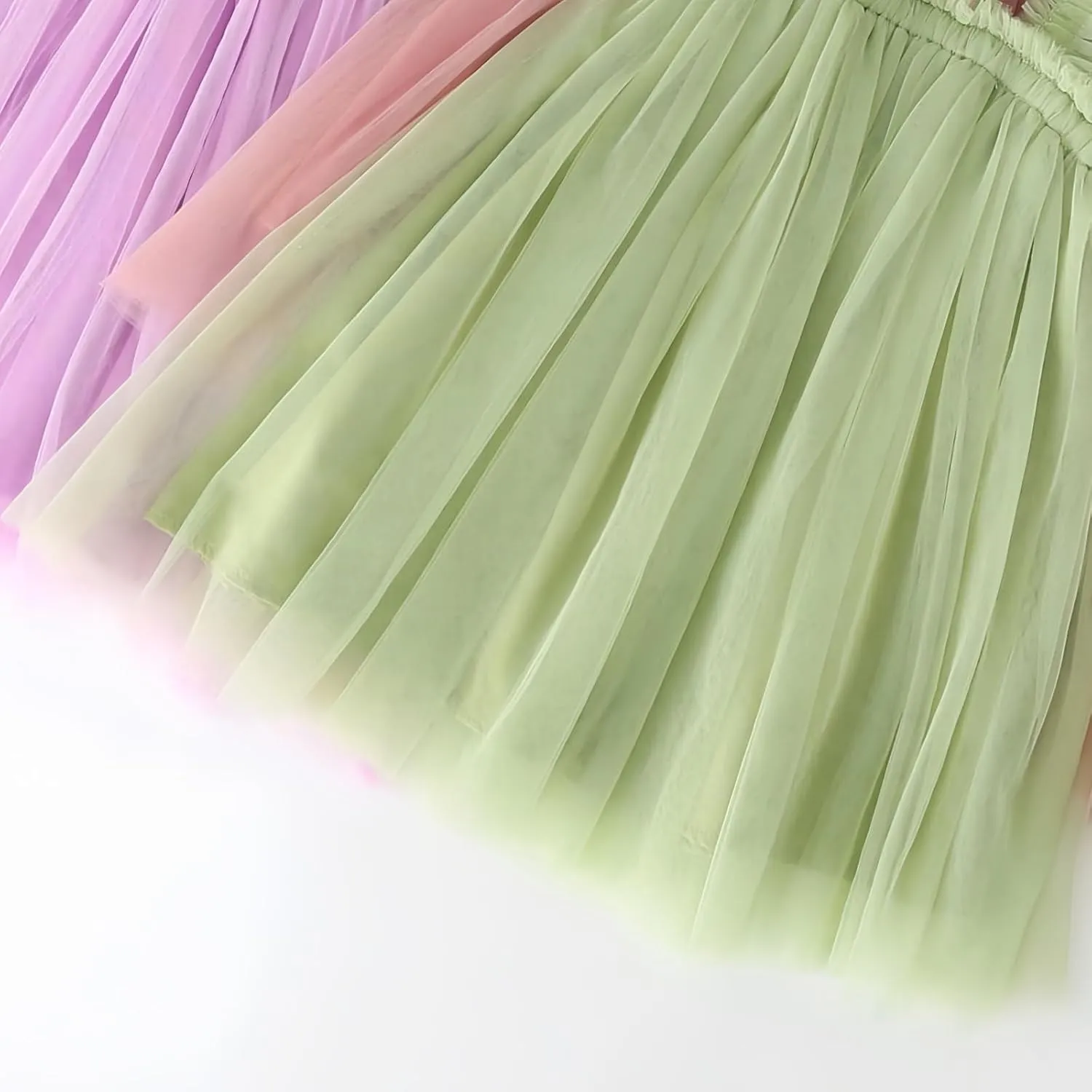 Baby Girl Tutu Ruffle Sleeveless Dresses, Toddler Tulle Fluffy Dress, Princess Soft Pom Layered Dress Party Birthday Outfit