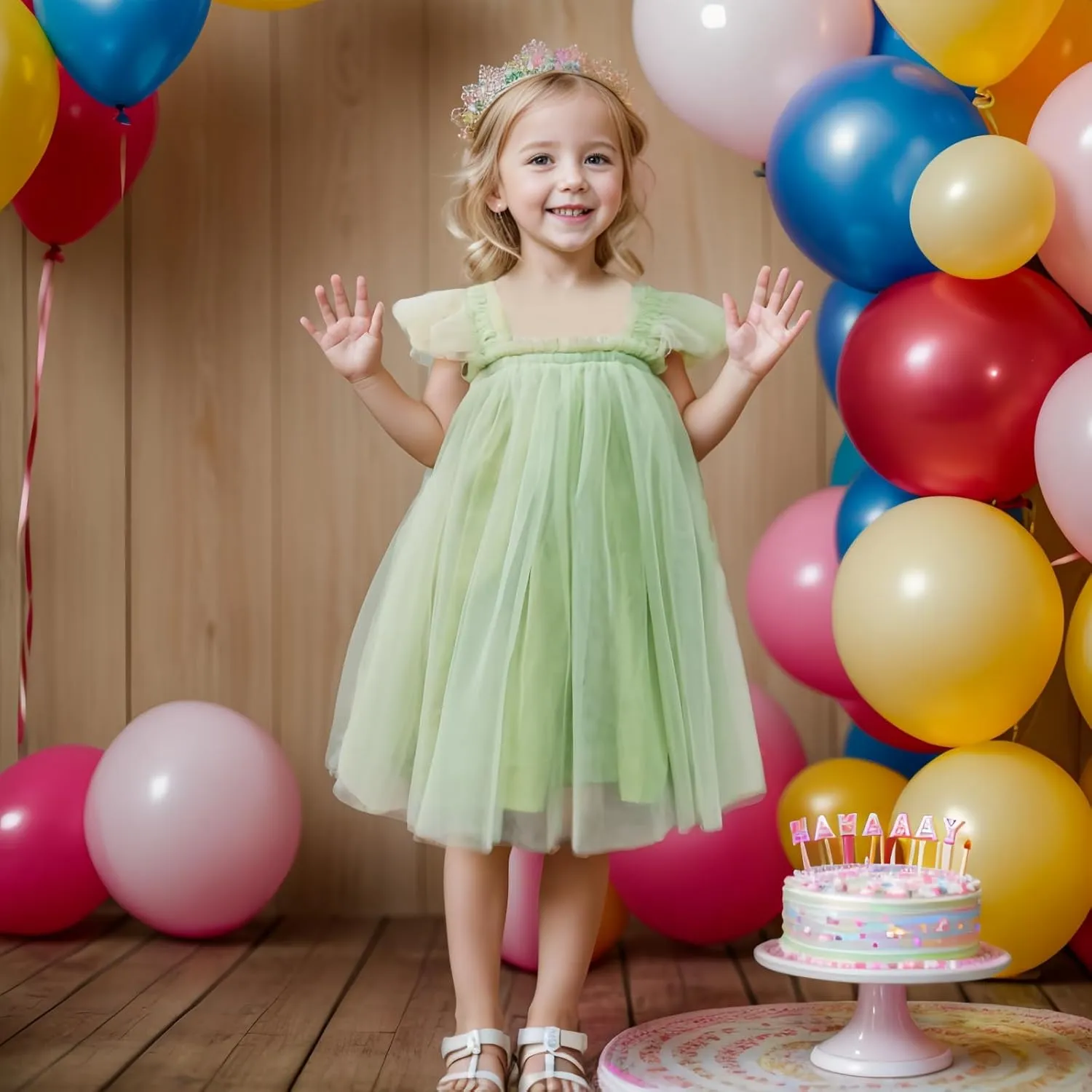 Baby Girl Tutu Ruffle Sleeveless Dresses, Toddler Tulle Fluffy Dress, Princess Soft Pom Layered Dress Party Birthday Outfit