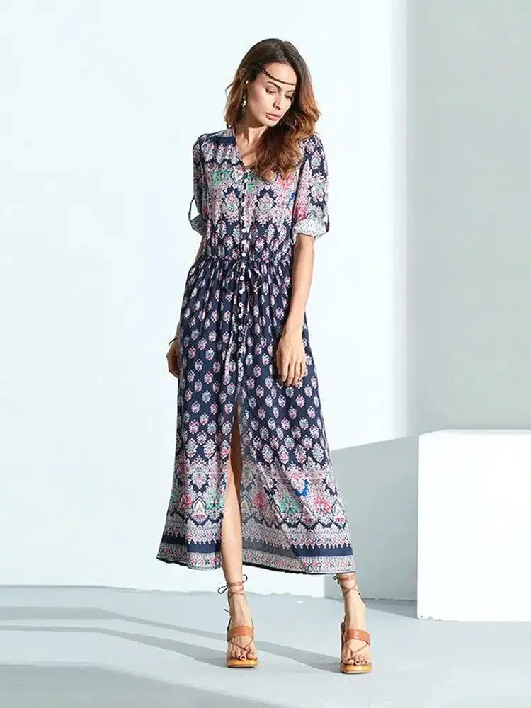 Beach Maxi Dress With Sleeves