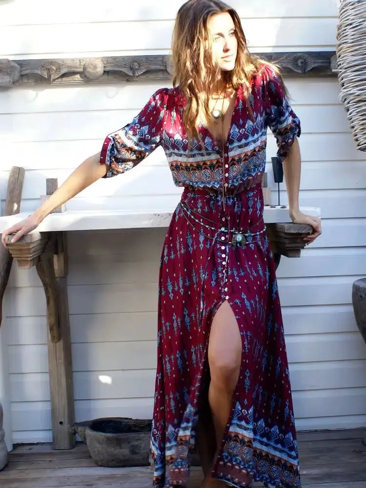 Beach Maxi Dress With Sleeves