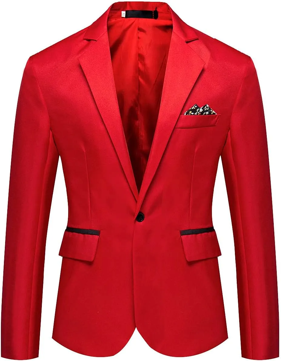 Blazer for Men Slim Fit Suit Jacket Sport Coats Formal Dress Jackets Solid One Button Notched Lapel Tuxedo Blazer