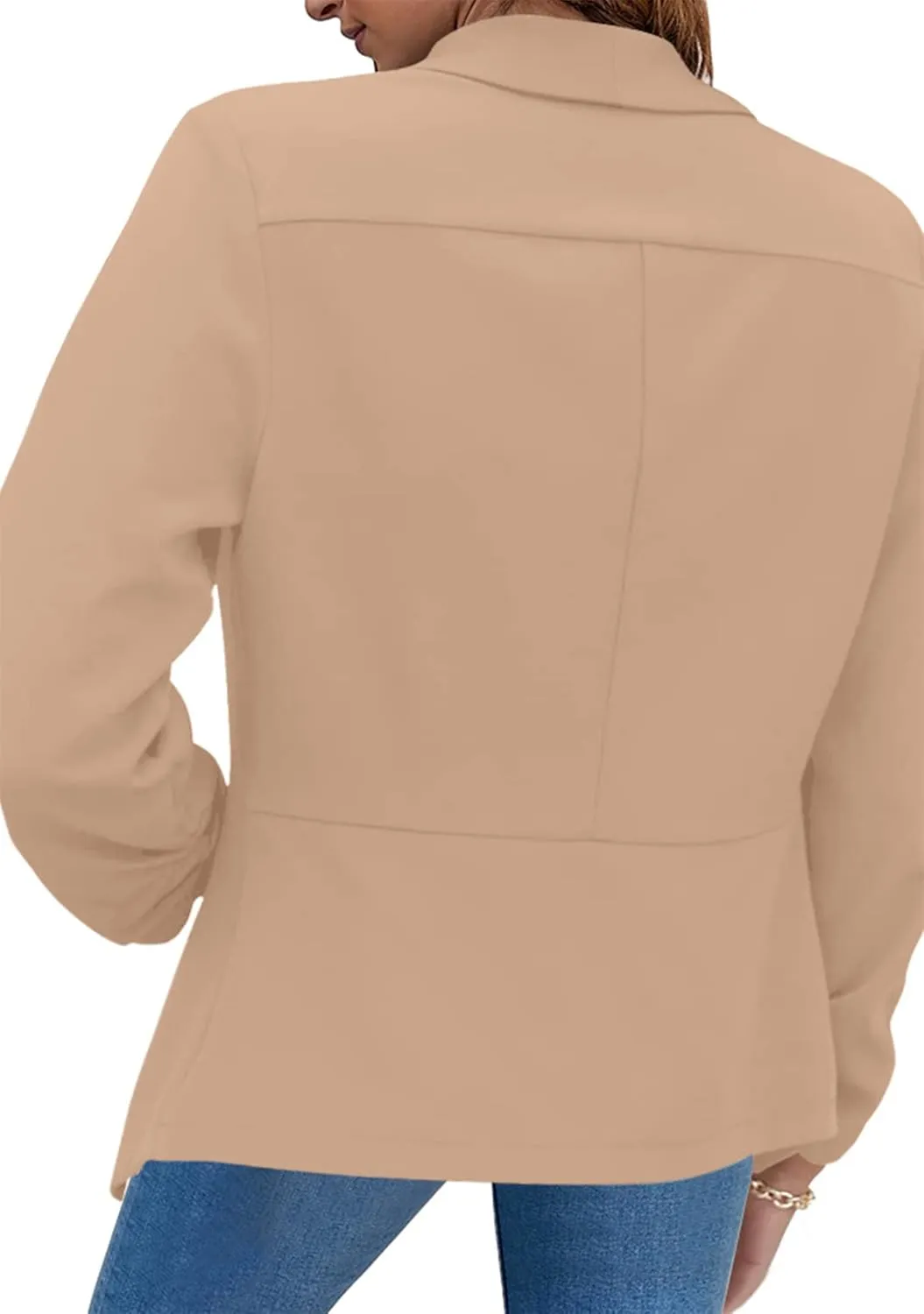 BOFETA Women Lightweight Long Sleeve Blazer Open Front Business Blazer Notched Collar Work Office Blazer