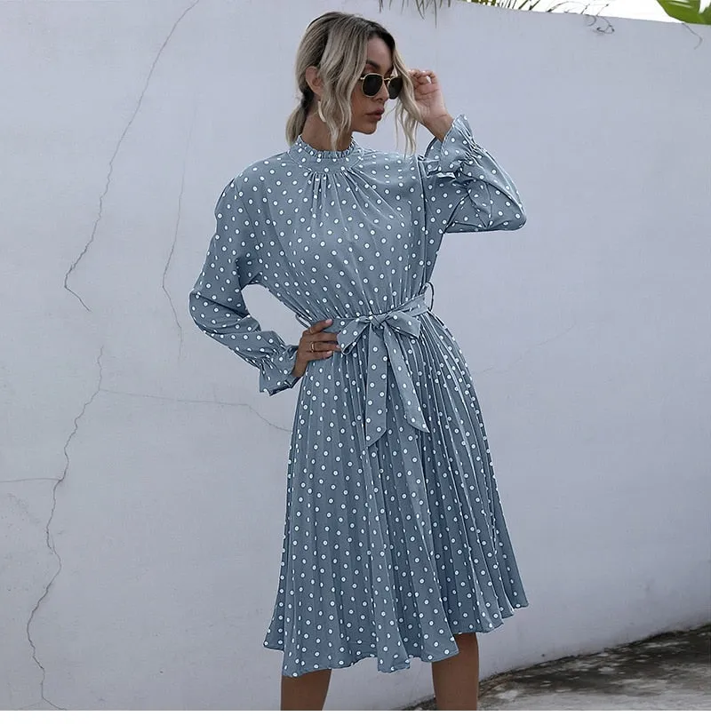 Boho Midi Dress, Love Polkadot in Black, Yellow and Blue