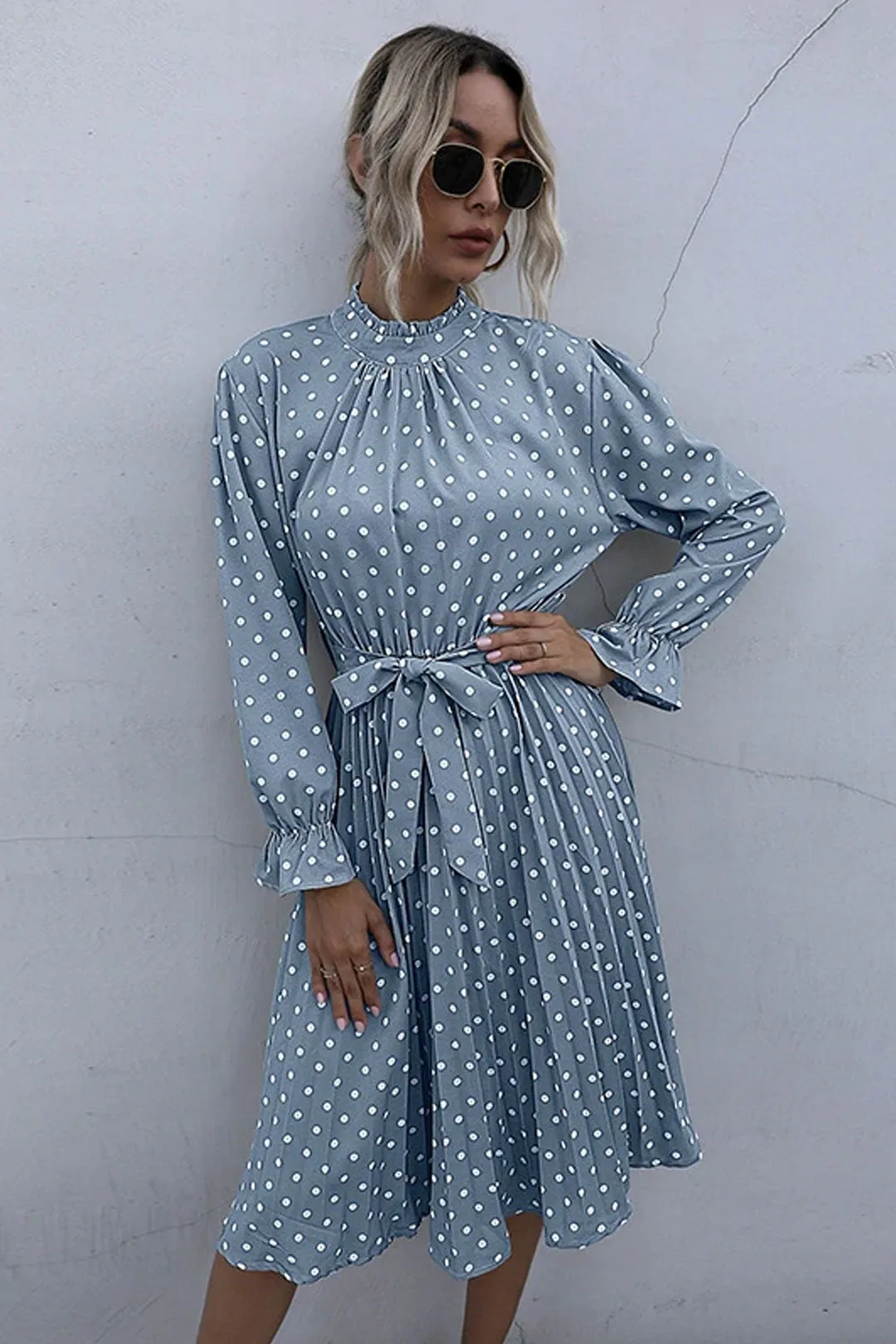 Boho Midi Dress, Love Polkadot in Black, Yellow and Blue