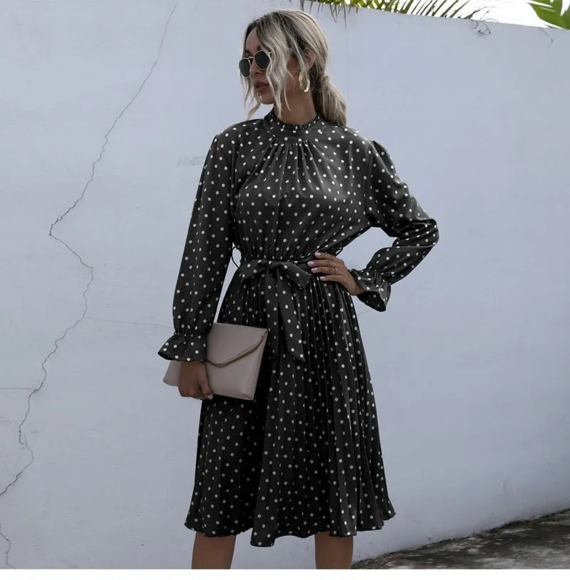 Boho Midi Dress, Love Polkadot in Black, Yellow and Blue