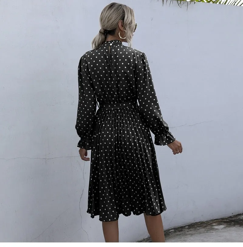 Boho Midi Dress, Love Polkadot in Black, Yellow and Blue