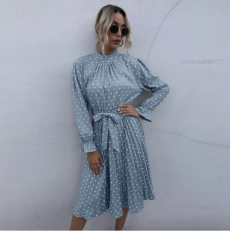 Boho Midi Dress, Love Polkadot in Black, Yellow and Blue