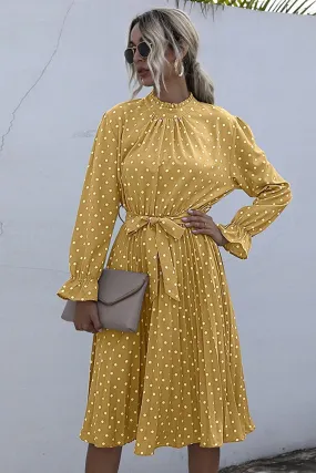 Boho Midi Dress, Love Polkadot in Black, Yellow and Blue