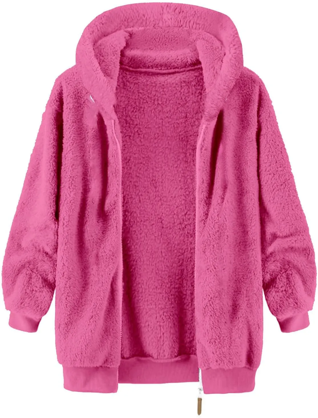 Cambkatl Men's Fuzzy Sherpa Hoodie Jacket Athletic Fleece Long Sleeve Loose Soft Zip Up Hooded Sweatshirt Sports Coat