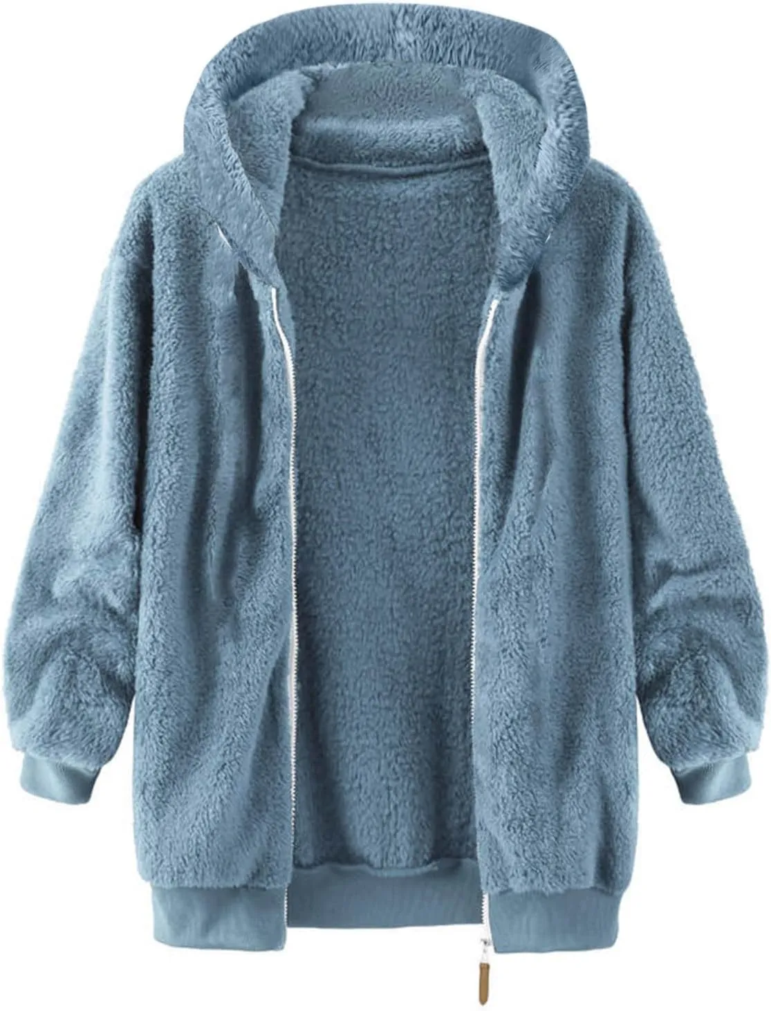 Cambkatl Men's Fuzzy Sherpa Hoodie Jacket Athletic Fleece Long Sleeve Loose Soft Zip Up Hooded Sweatshirt Sports Coat