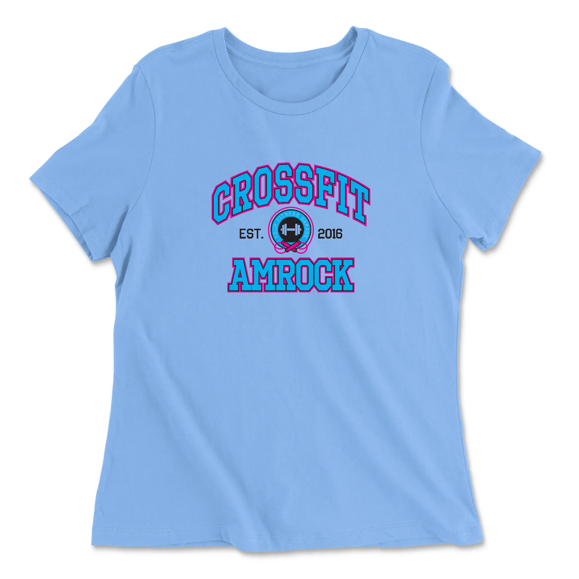 CrossFit AMROCK Collegiate Neon Blue Womens - Relaxed Jersey T-Shirt
