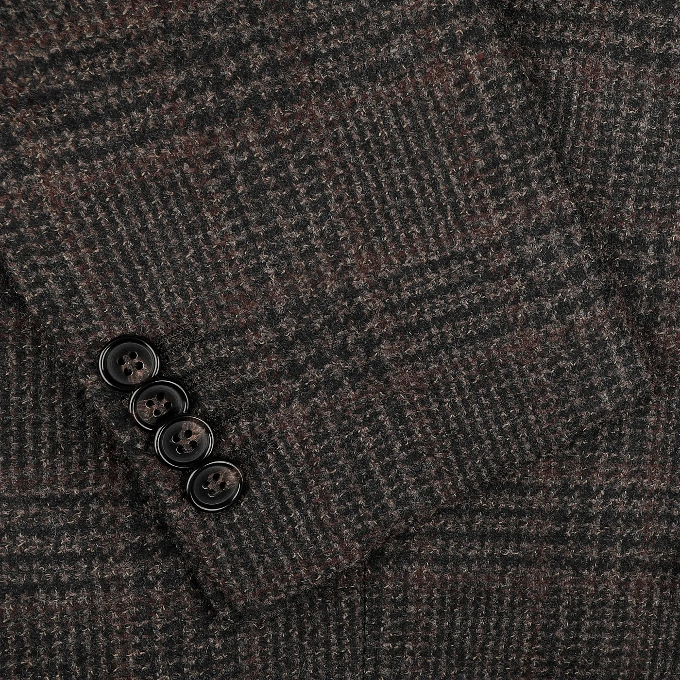 Dark Brown Checked Wool Cashmere Blazer