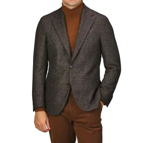 Dark Brown Checked Wool Cashmere Blazer