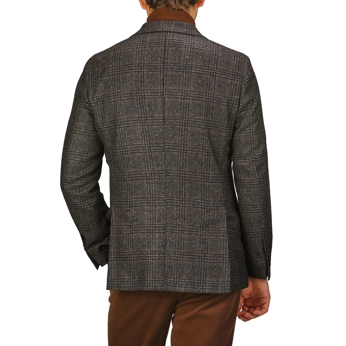 Dark Brown Checked Wool Cashmere Blazer