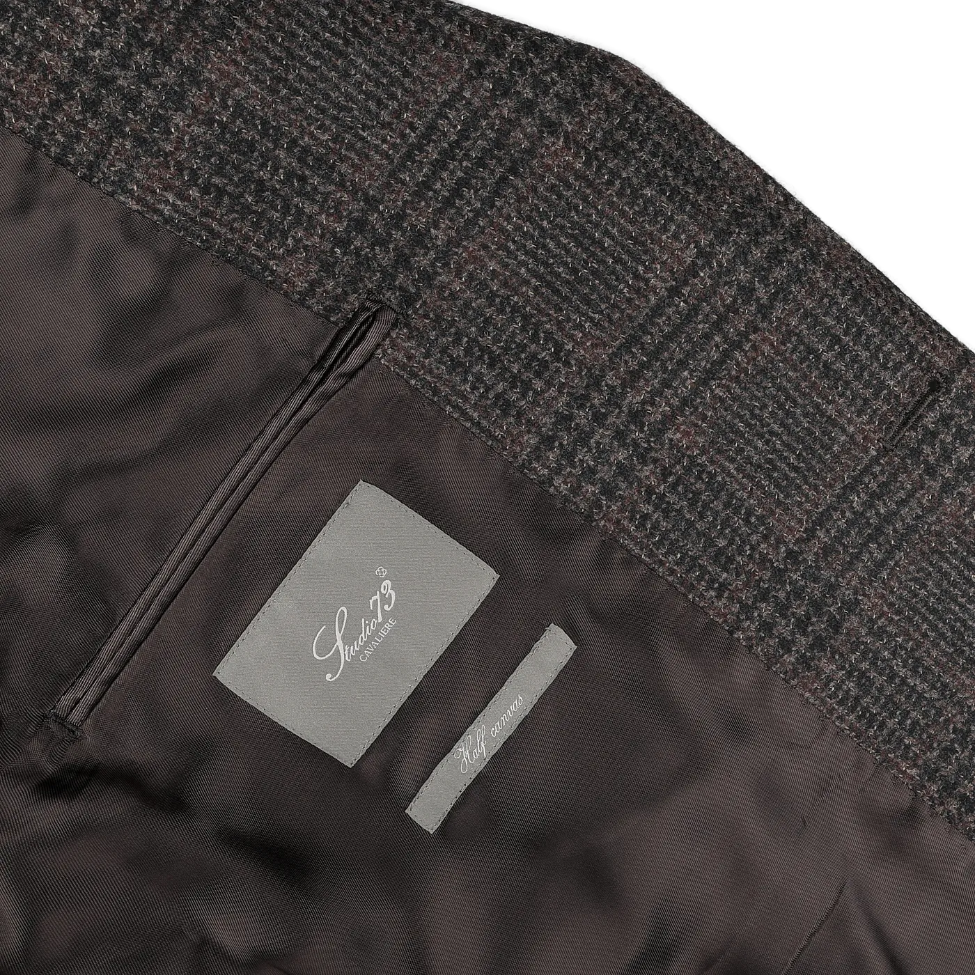 Dark Brown Checked Wool Cashmere Blazer