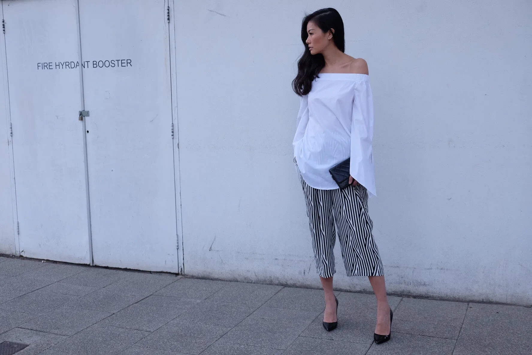 Fallon Longline Off-Shoulder Shirt -White
