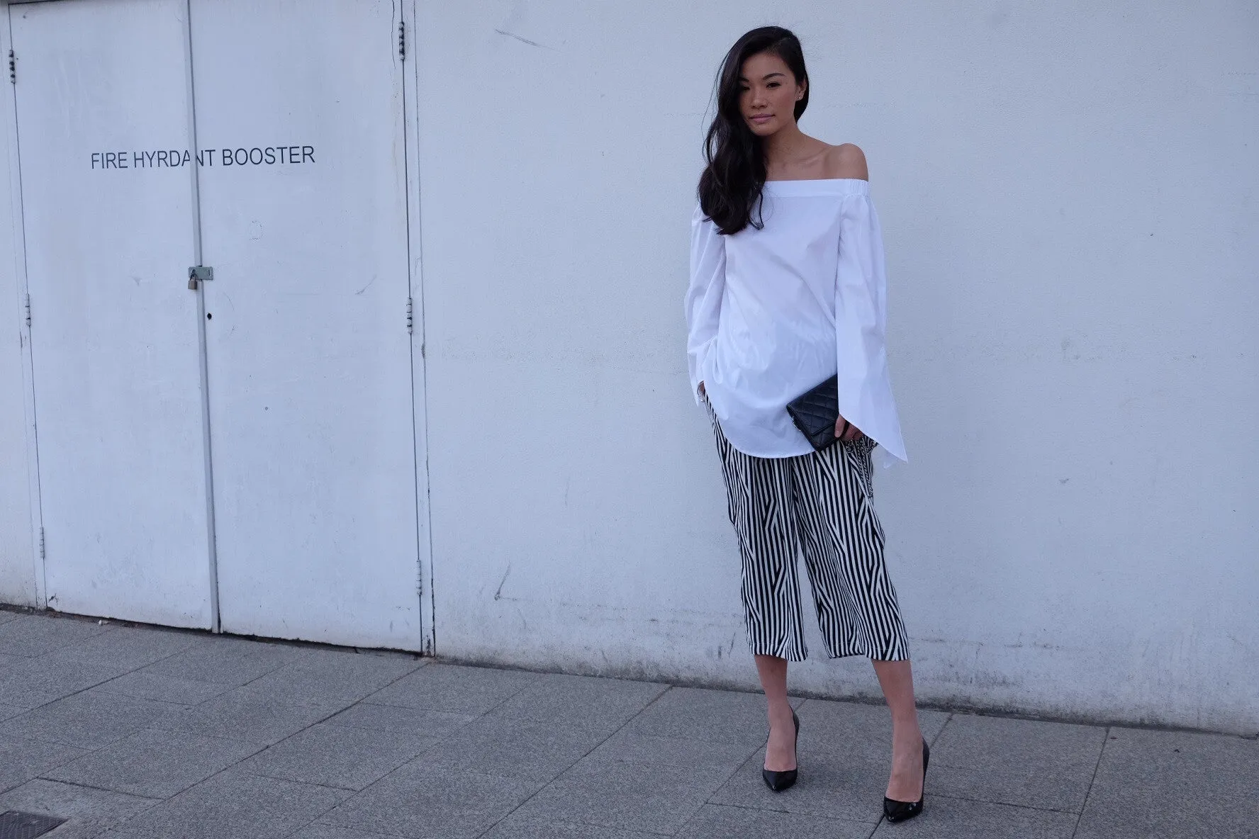 Fallon Longline Off-Shoulder Shirt -White