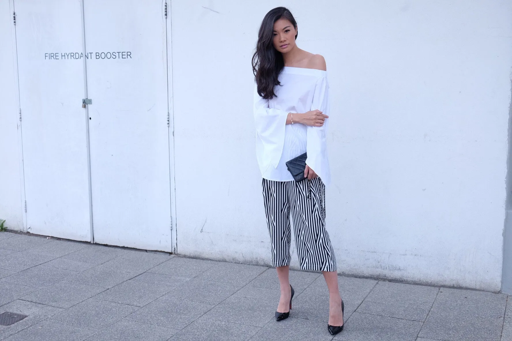 Fallon Longline Off-Shoulder Shirt -White