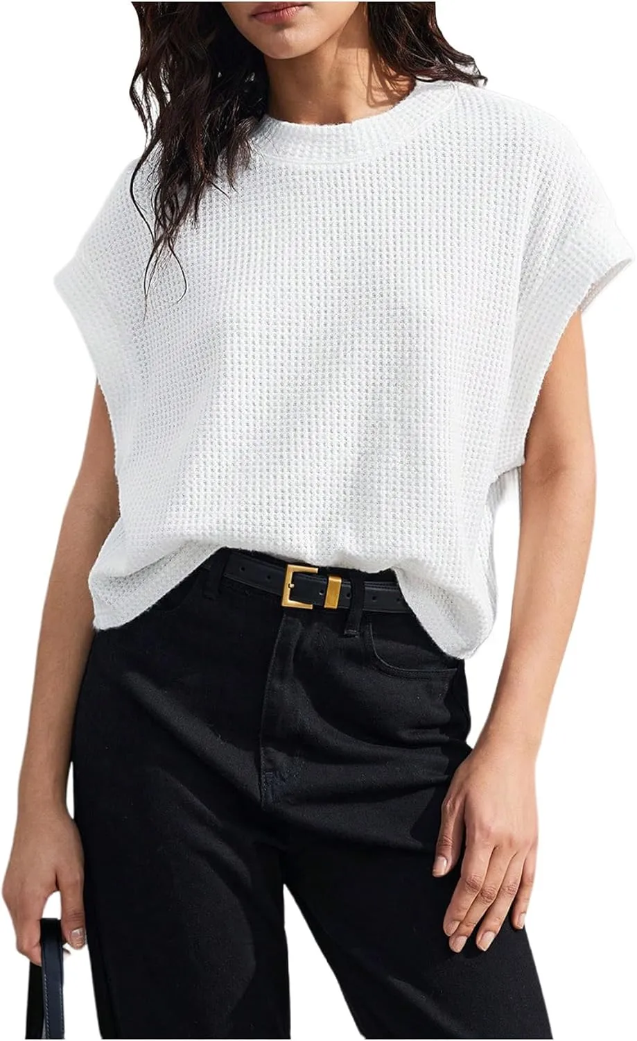 Floerns Women's Short Dolman Sleeve Oversized Tee Shirt Crew Neck Casual Tee Shirts