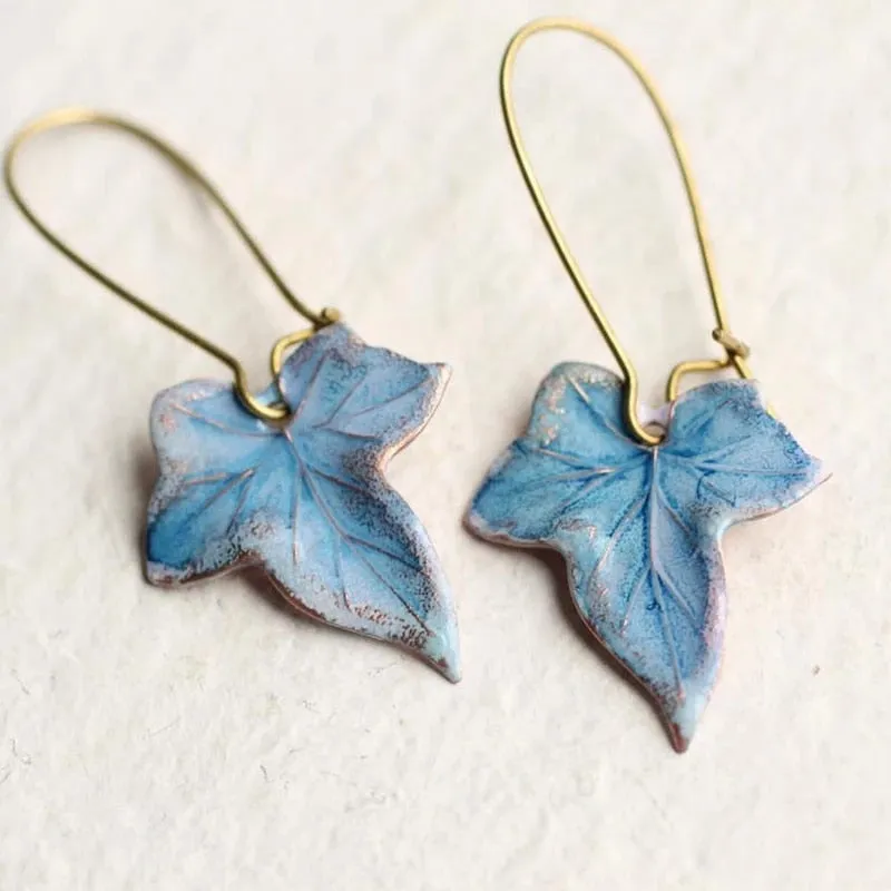 Gold Tone Geometric Cat Eye Inlay Drop Earrings