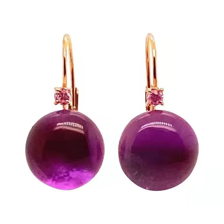 Gold Tone Geometric Cat Eye Inlay Drop Earrings