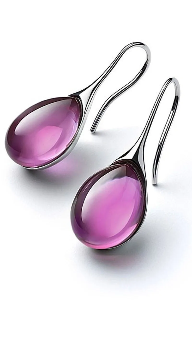 Gold Tone Geometric Cat Eye Inlay Drop Earrings