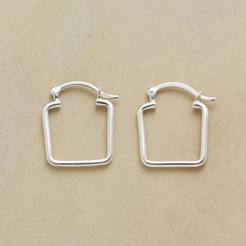 Gold Tone Geometric Cat Eye Inlay Drop Earrings
