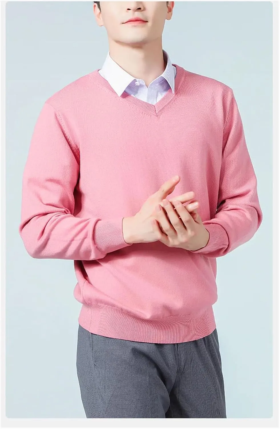Haitpant Autumn Winter Cashmere Sweater Men V-Neck Soft Warm Cashmere Sweater Jumper Knitted Pullover