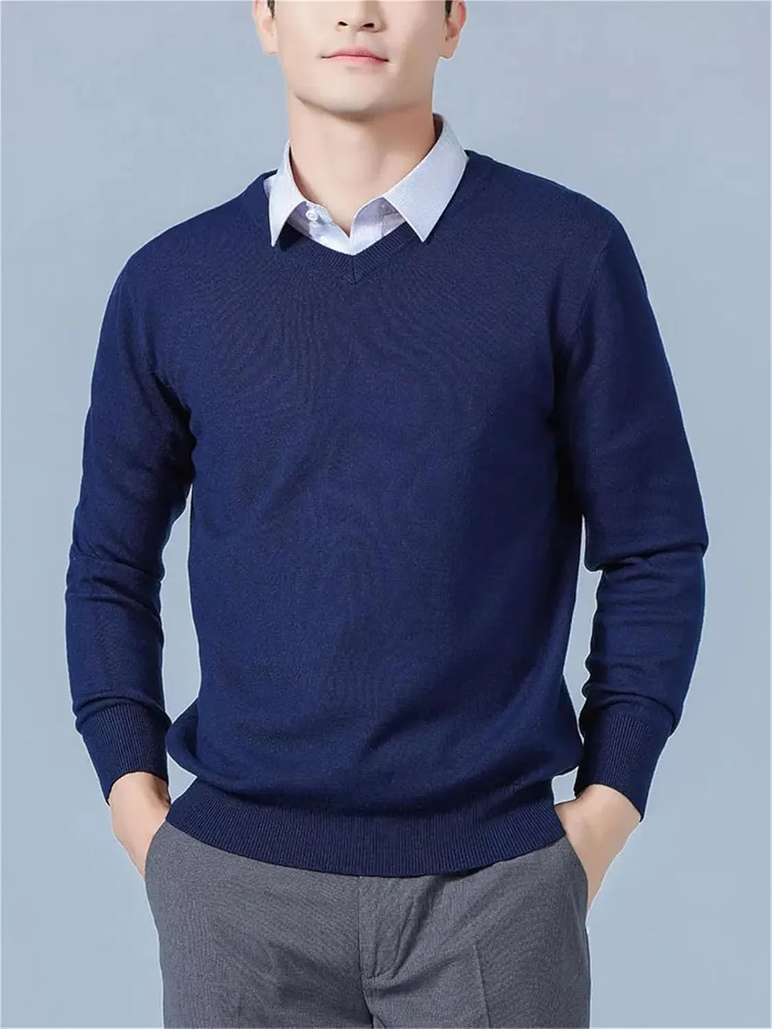 Haitpant Autumn Winter Cashmere Sweater Men V-Neck Soft Warm Cashmere Sweater Jumper Knitted Pullover