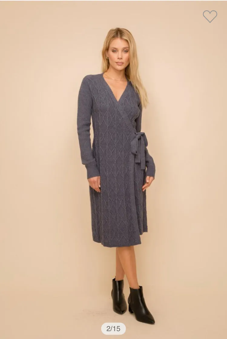 HEM AND THREAD 31487F Midi Wrap Dress
