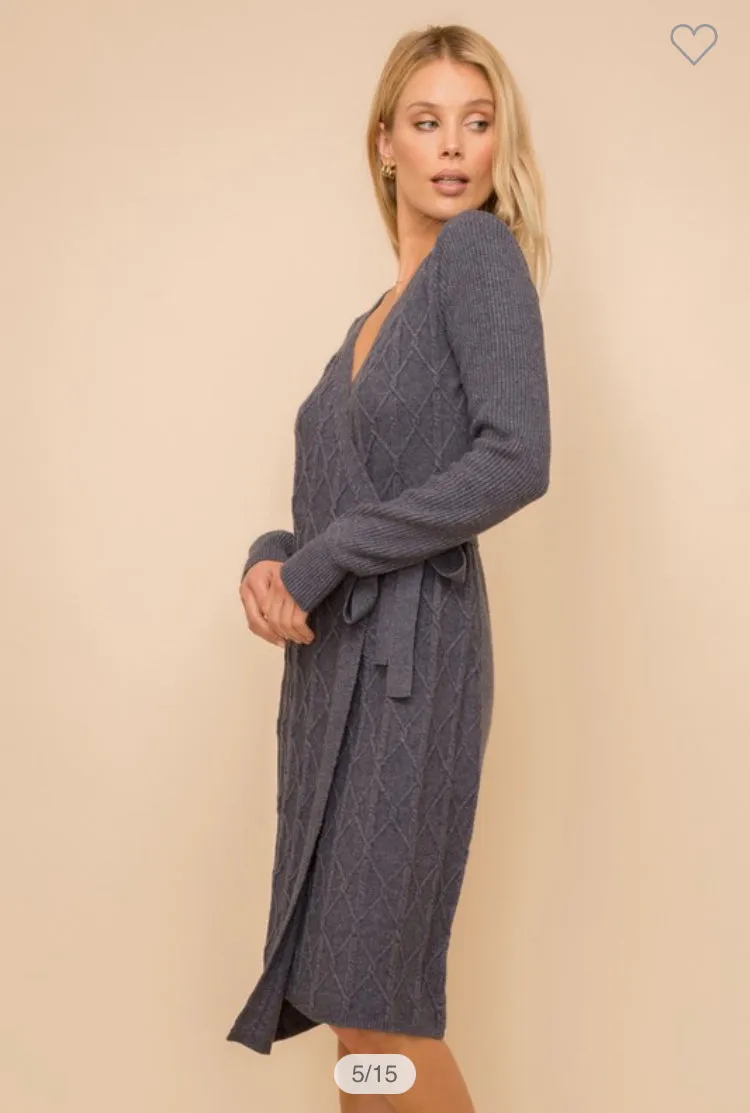 HEM AND THREAD 31487F Midi Wrap Dress