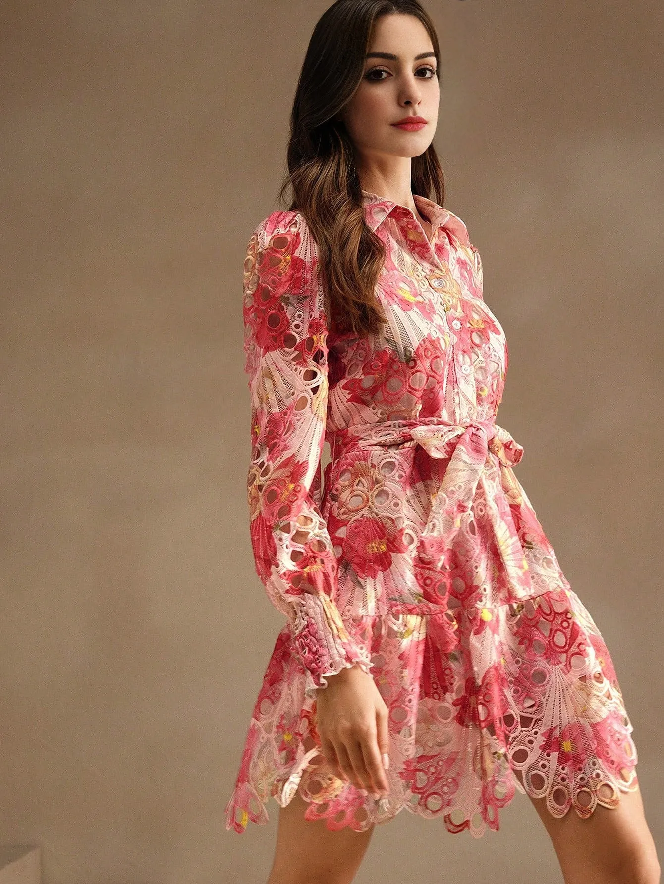 Isabella Floral Print V-Neck Long Sleeve Casual Vacation Dress