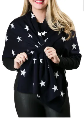 KATIE KNIT KEYHOLE WRAP - Navy Stars