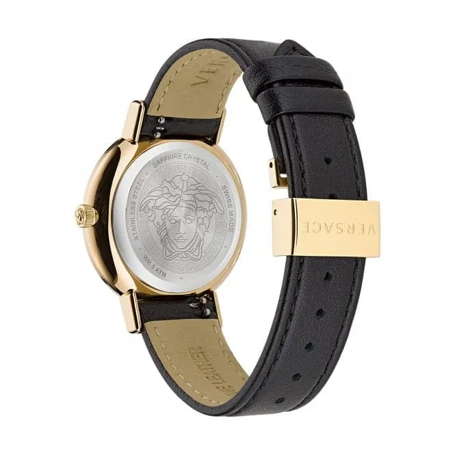Ladies Greca Chic Gold-Tone Black Watch VE3D00322