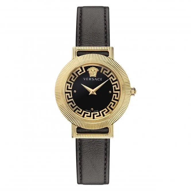 Ladies Greca Chic Gold-Tone Black Watch VE3D00322