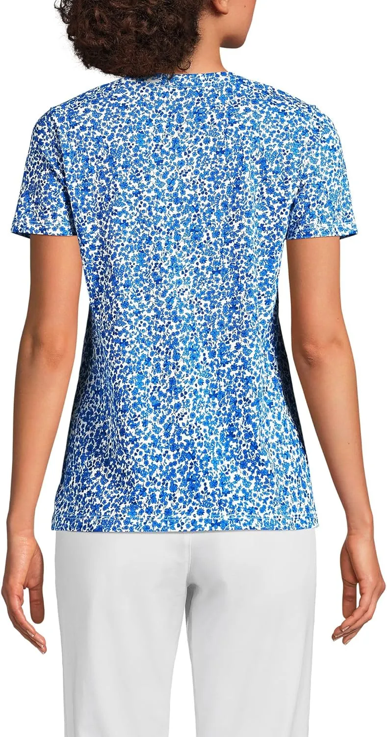 Lands' End Women's Relaxed American-Grown Supima Cotton V-Neck T-Shirt
