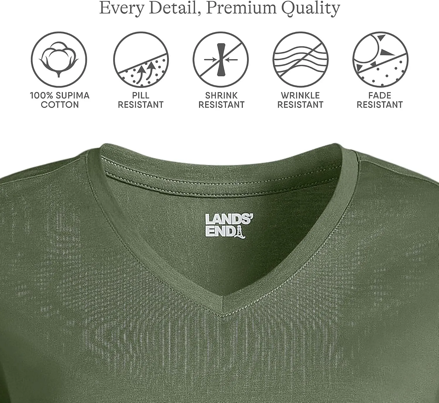 Lands' End Women's Relaxed American-Grown Supima Cotton V-Neck T-Shirt