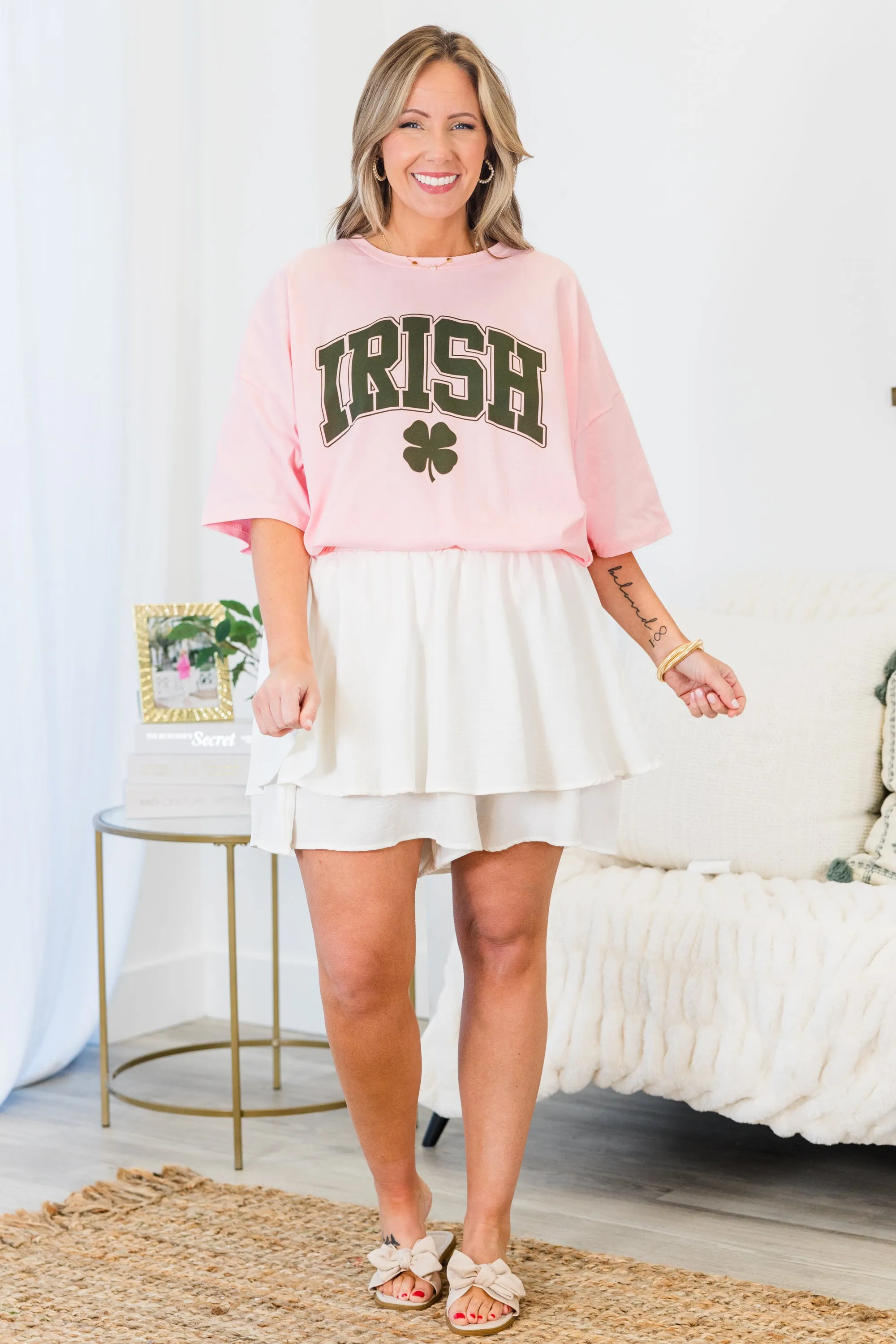 Lucky Era Boyfriend Tee, Dusty Pink
