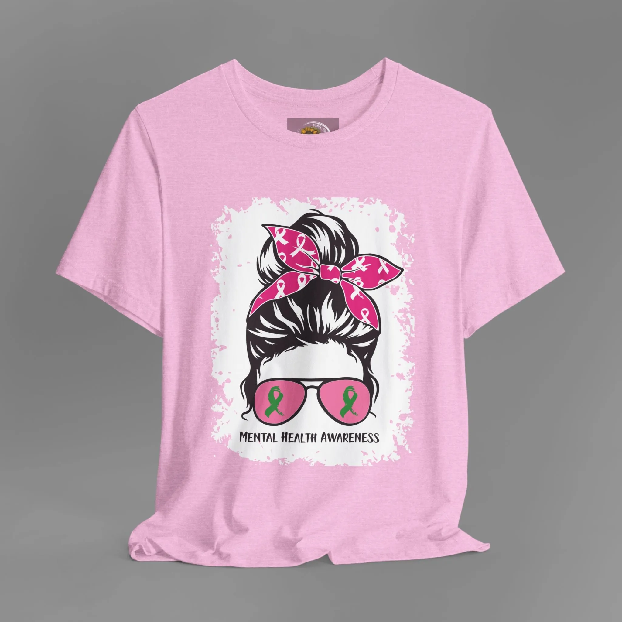 Mental Health Awareness  - Messy Bun Mom -Unisex Short Sleeve Tee