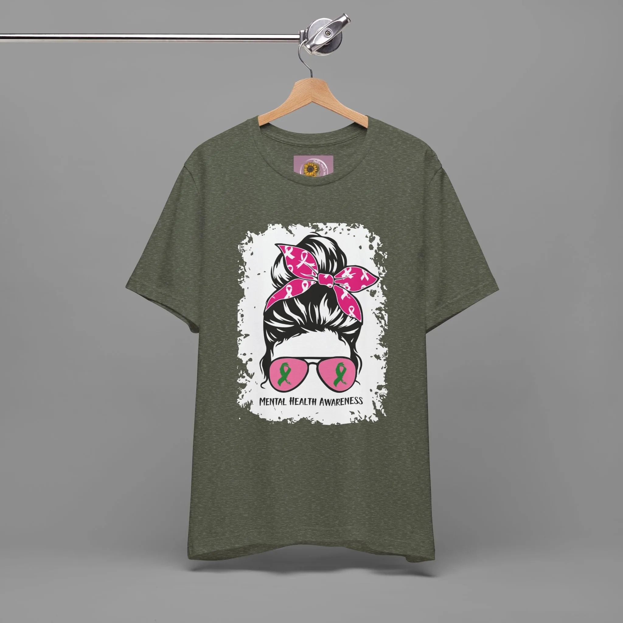 Mental Health Awareness  - Messy Bun Mom -Unisex Short Sleeve Tee