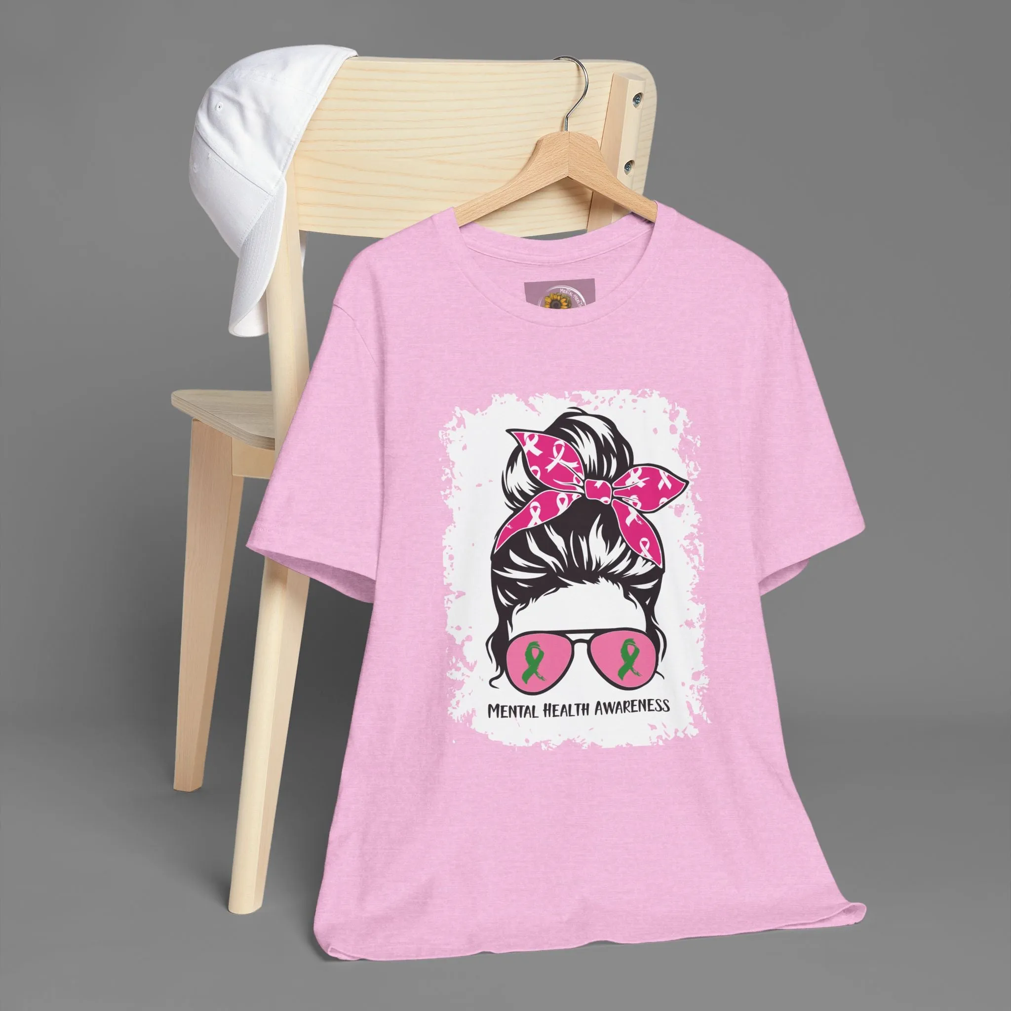 Mental Health Awareness  - Messy Bun Mom -Unisex Short Sleeve Tee