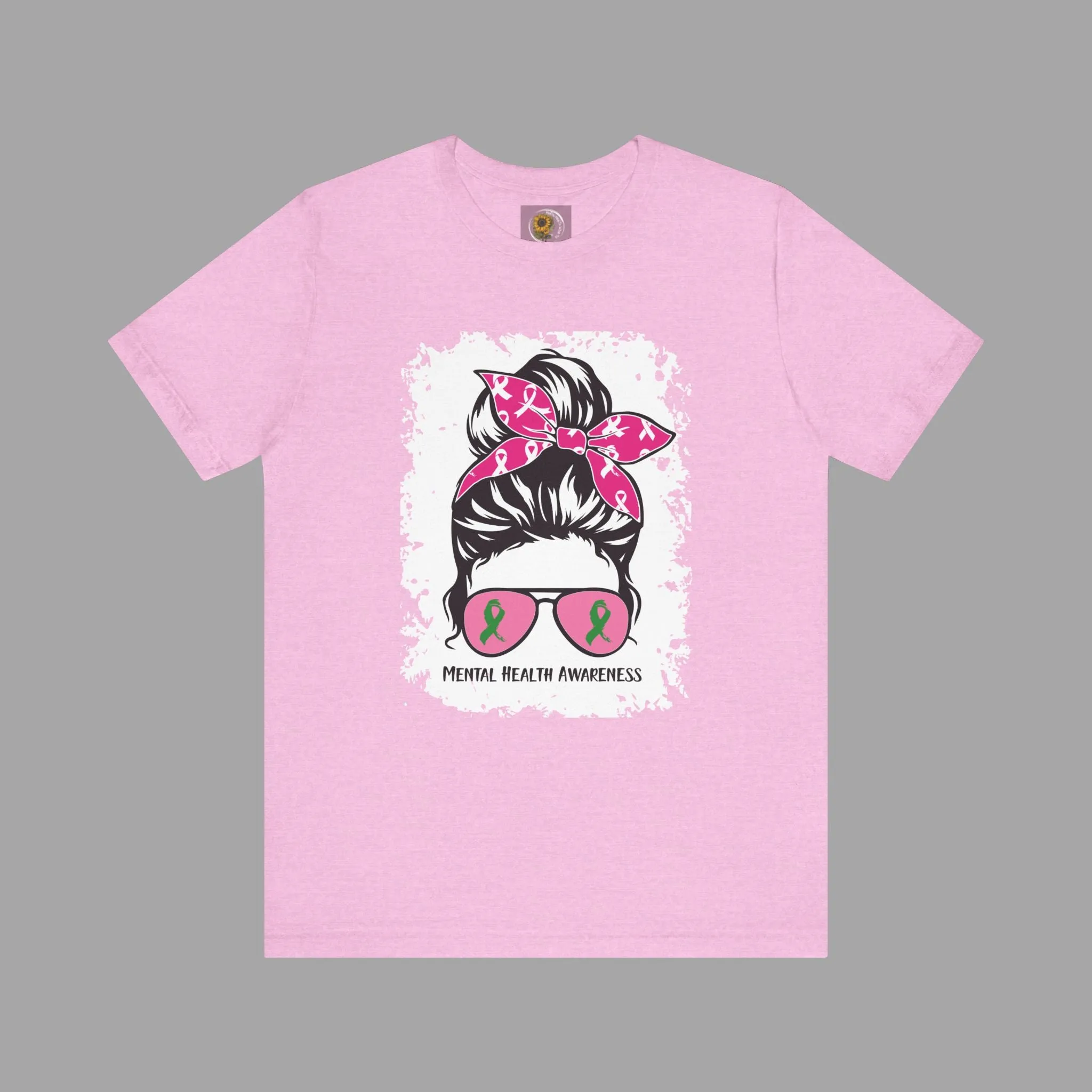 Mental Health Awareness  - Messy Bun Mom -Unisex Short Sleeve Tee