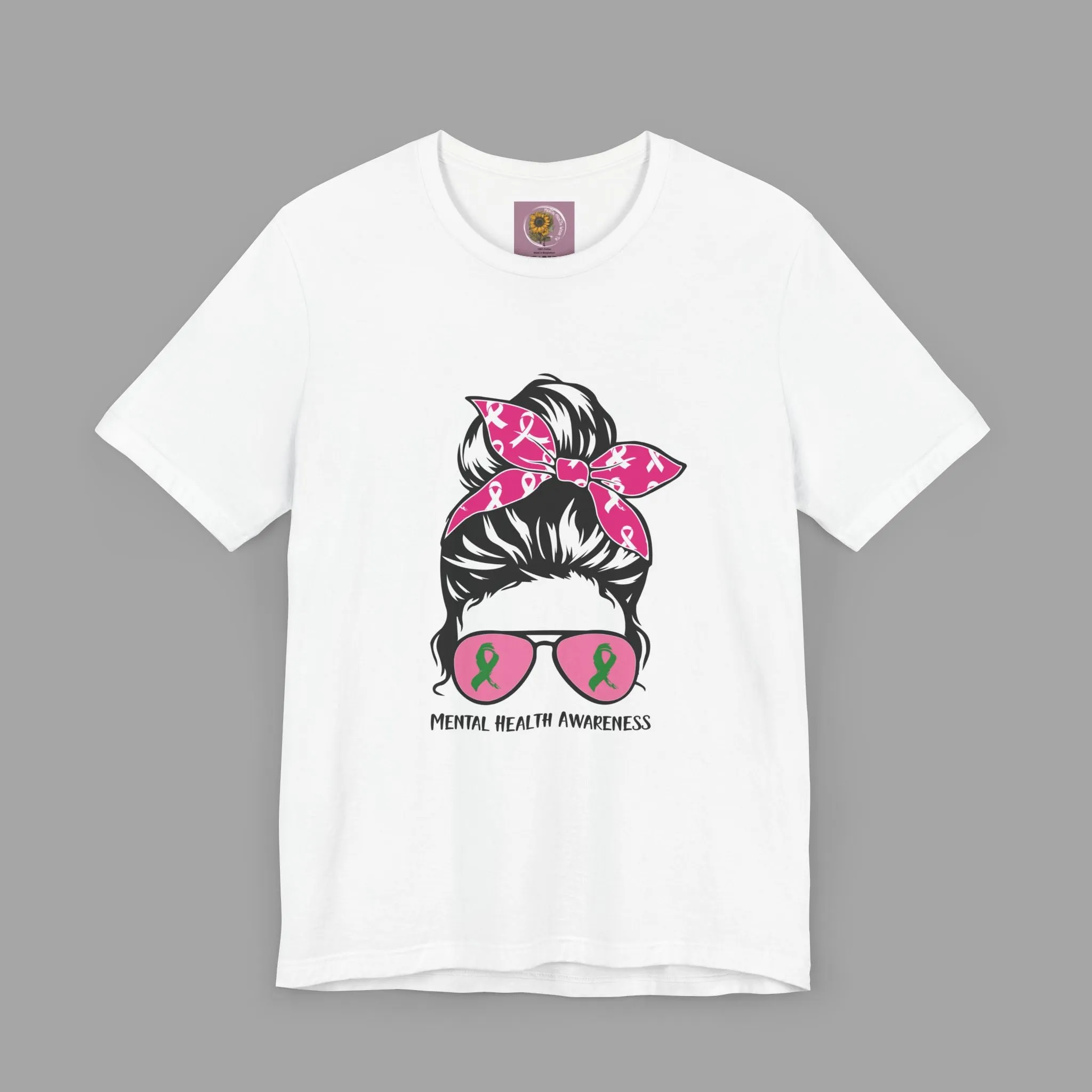 Mental Health Awareness  - Messy Bun Mom -Unisex Short Sleeve Tee